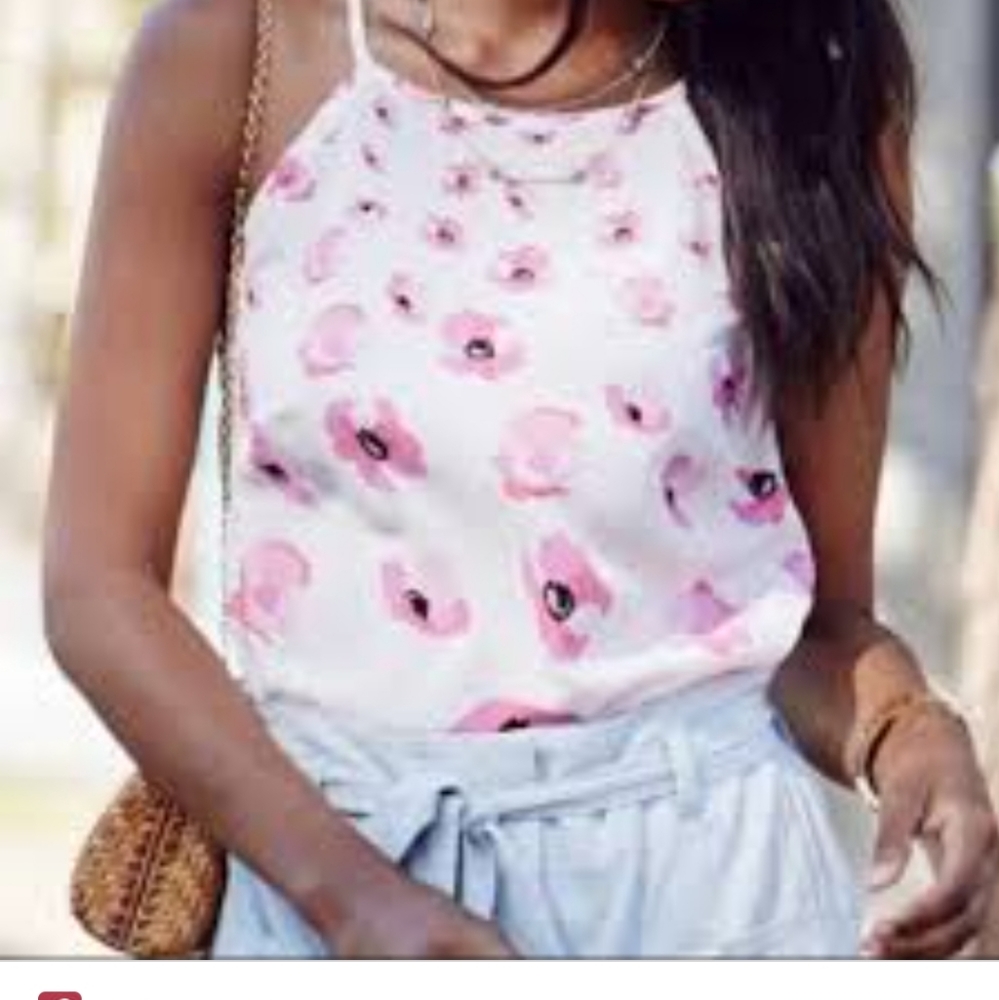CAbi Floral Sleeveless Blouse